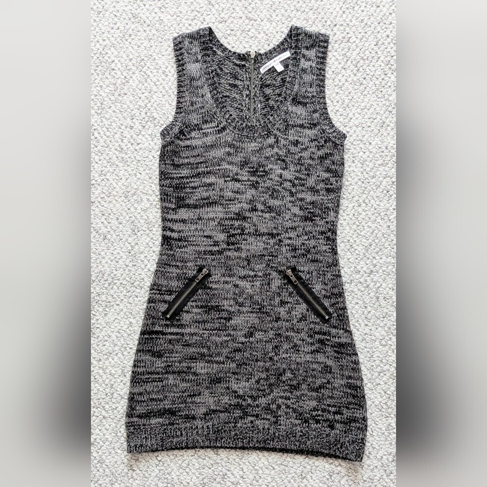 Women's (Size M) Black & Grey Knit Sleeveless Bodycon Mini Dress/Long Sweater